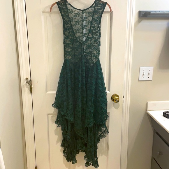 Free People Dresses & Skirts - Free People French Courtship slip-Dark green lace